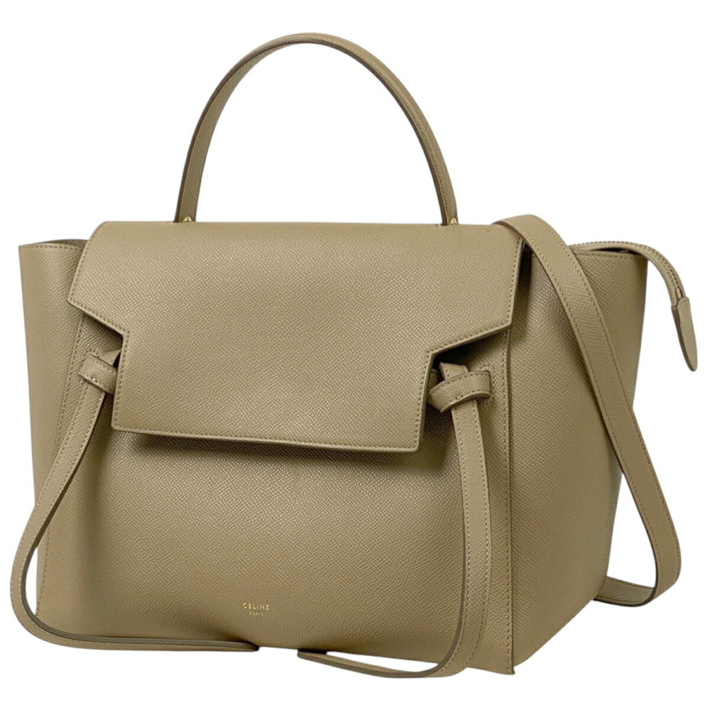 Celine Belt Bag Shoulder Handbag Leather Beige